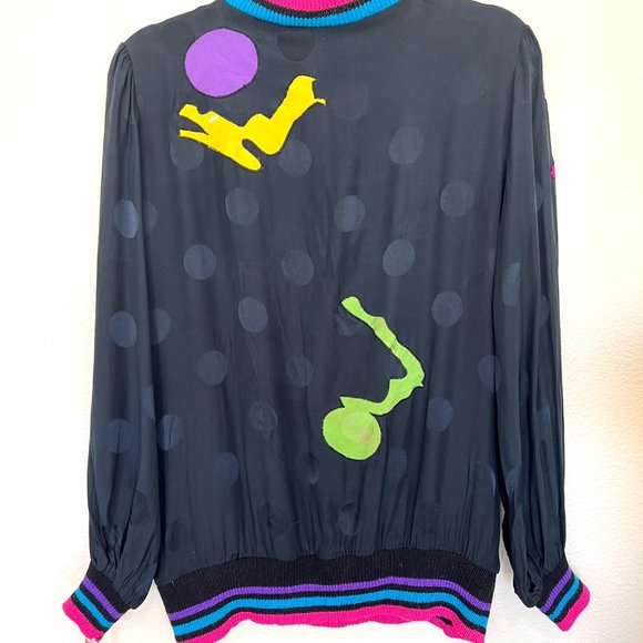 NWT 90's Silk Eclectic Pullover V-Neck Shirt - Size 12 - Unisex Y2K - Picture 9 of 13